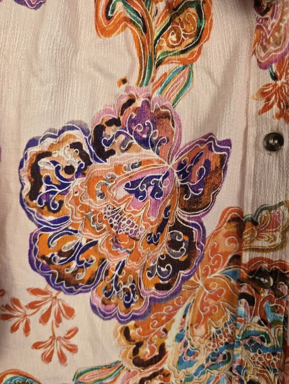 Democracy NWT Blush Floral Embroidered Peasant Blouse 1/2 Sleeve. Ladies PXL - Picture 7 of 10